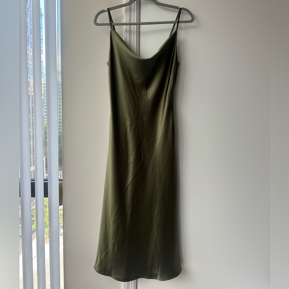 Elegant Olive Green Slip Dress